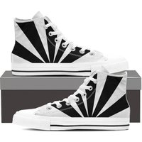 Mens Black White Striped Sneakers Nightmare Stripes Christmas Gift High Top Shoes