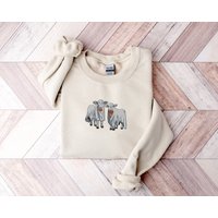 Embroidered Cow Ghost Halloween Sweatshirt, Embroidery Cow Sweatshirt
