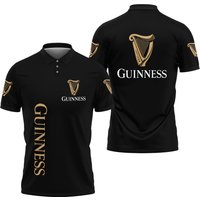 Guinness Black Unisex Polo Shirt 3d