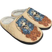 Men Wolf Skull Rose Slippers , House Slippers