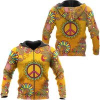 Peace Love Hippie 3d All Over Printed Unisex Zip Hoodie