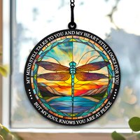 Memorial Dragonfly Suncatcher, Stained Glass Dragonfly Suncatcher Ornament