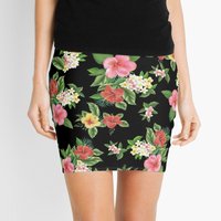 Hawaiian Reversed Floral Mini Skirt