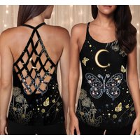 Witchy Butterfly Celestial Criss Cross Tank Top
