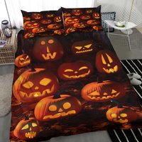 Halloween Bedding Set Smiling Pumpkin Lantern Castle