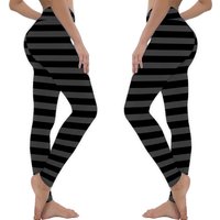 Shadow Grey And Black Horizontal Witch Stripes Leggings