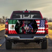 Mexican And American Flag Tailgate Wrap Truck Bed Decal