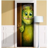 Funny Troll, Goblin, Monster Self-adhesive Door Cover Sticker