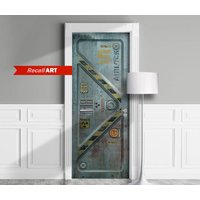 Bunker, Sci-fi Armored Airlock Self-adhesive Door Cover Sticker