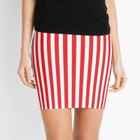 Red And White Striped Slimming Mini Skirt
