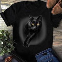 Funny Cat Yellow Eyes Graphic T-shirt