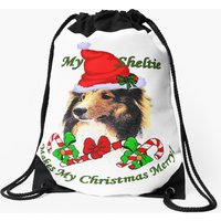 Shetland Sheepdog Christmas Gifts Drawstring Bag