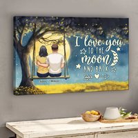 To The Moon And Back - Personalized Couple Canvas