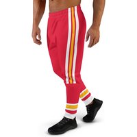 City Men's Joggers/ Team Colors Red And Gold Stripes Joggers