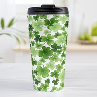 Shamrocks 4-leaf Clovers Travel Coffee Mug