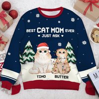 Best Cat Parents Ever - Personalized Custom Unisex Ugly Christmas Sweatshirt