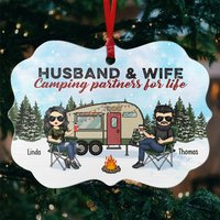 Husband & Wife Camping Partners For Life - Couple Personalized Custom Ornament