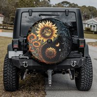 Sunflower Yin Yang Spare Tire Cover