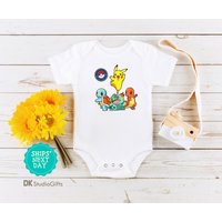 Pkm Characters And Pokeball Inspired Baby Onesie
