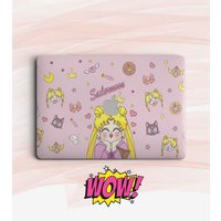 Pink Sailor Moon With Stars Anime Cartoon Art Laptop Skins