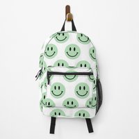 Green Smile Print Backpack