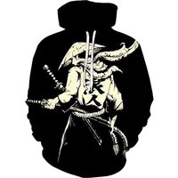 Men Long Sleeve Hooded Pullover Samurai Graphic 3d Fashion Hoodie