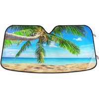 Beach Palm Tree Car Sun Shade Tropical Hawaii Blue Sea
