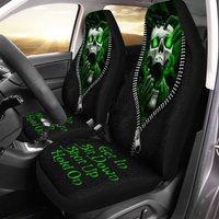 Skull Scream Hold On Green Version Car Seat Covers