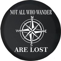 Spare Tire Cover With Not All Who Wander Are Lost Compass Star