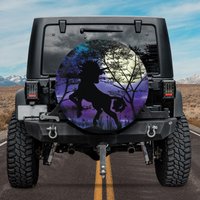 Unicorn In The Moon Light Spare Tire Cover