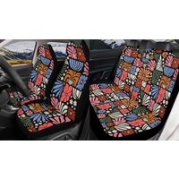 Boho Wildflowers Car Seat Covers Full Set, Wild Floral Nature Botanical Seat Covers
