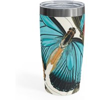 Vintage Butterfly Travel Mug, Beautiful Blue Butterfly's, Ringneck Tumbler