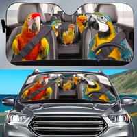 Parrot Family Driving Car Sunshade Parrot Birds Windshield Sunshade