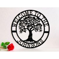 Personalized Welcome Metal Sign Welcome To Our Home Custom Family Tree