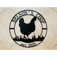 Personalized Metal Chicken Coop Sign, Custom Farm, Outdoor Sign, Hen House, Barn Decor, Eggs Farmhouse Name Sign