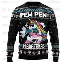 Unicorn Pew Pew Ugly Christmas Sweater 4
