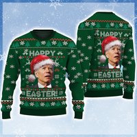 Santa President Merry 4th Of Easter Ugly Sweater, Happy Easter Ugly Xmas Shirt