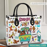 Scooby Doo Cartoon Leather Handbag, Scooby Doo Print Women Bag