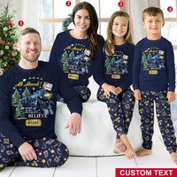 Personalized All Aboard To Santa Family Pajamas Set, Custom