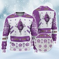 M&m's Purple Ugly Sweater Snowflakes Mnm Characters Sweatshirt