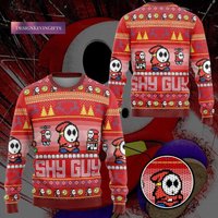 Christmas Shy Guy Ugly Sweater, Mario Shy Guy Sweater, Super Mario Xmas Sweater