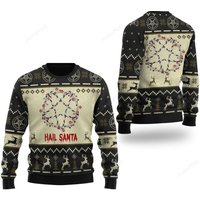 Hail Santa Pentagram Ugly Christmas Sweater, Ugly Sweater