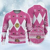 Pink Ranger Ugly Sweater Mighty Morphin Pink Power Ranger