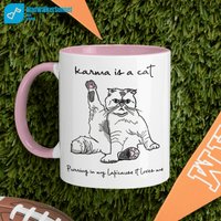 Karma Is A Cat Mug, Purring In My Lap Cause It Loves Me, Cute Ts Cat Mug, Music Tour Fan Gift