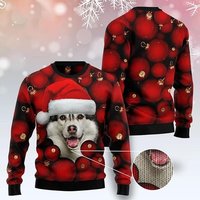 Personalized Cute Woofmas Photo Christmas Ugly Sweater, Custom Red Led Christmas