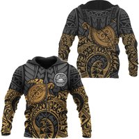 Polynesian Samoa Golden Tortoise Flowing Tattoo 3d Zip Hoodie