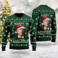 Santa President Merry 4th Of Easter Ugly Christmas Sweater