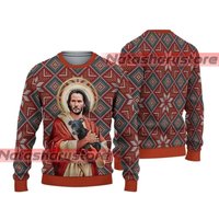 Jesus Keanu Reeves With Dog Ugly Christmas Sweater, Christmas Gift
