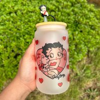 Betty Boop Cute Frosted Glass Can 16oz
