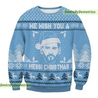 Messi Christmas Sweater Round Neck Long Sleeve Sweatshirt
